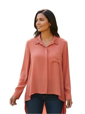 Glam Dollz Orange Studded Collar High Low Top size XL